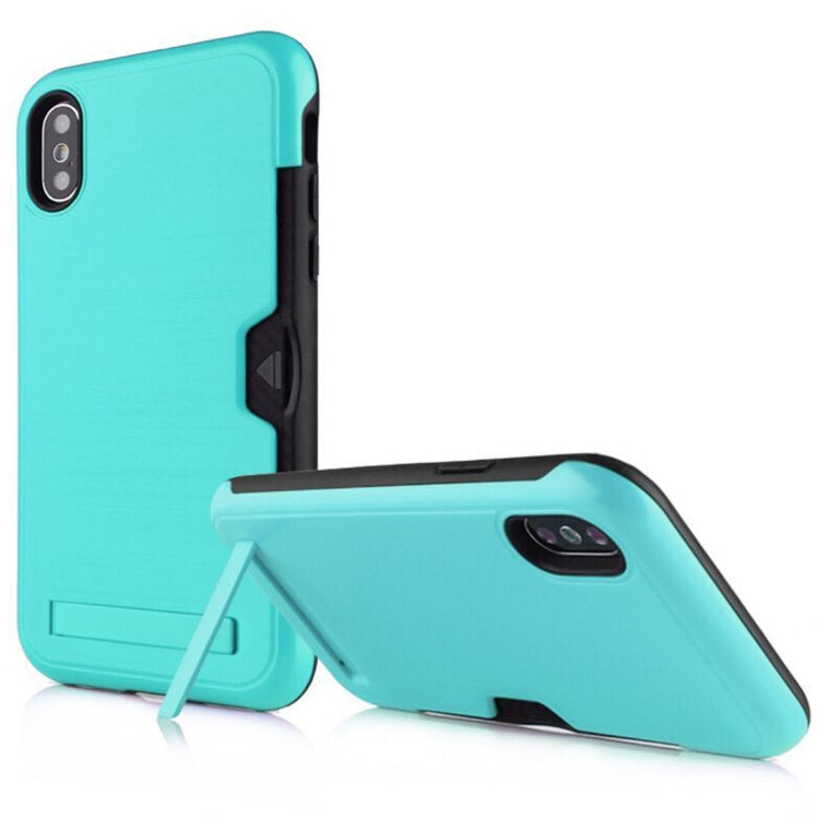 For iPhone XR Ultrathin TPU + PC Protective Case with Card Slot & Holder