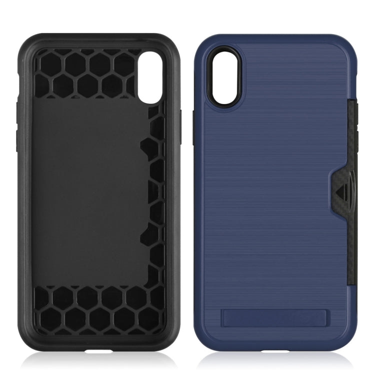For iPhone XR Ultrathin TPU + PC Protective Case with Card Slot & Holder
