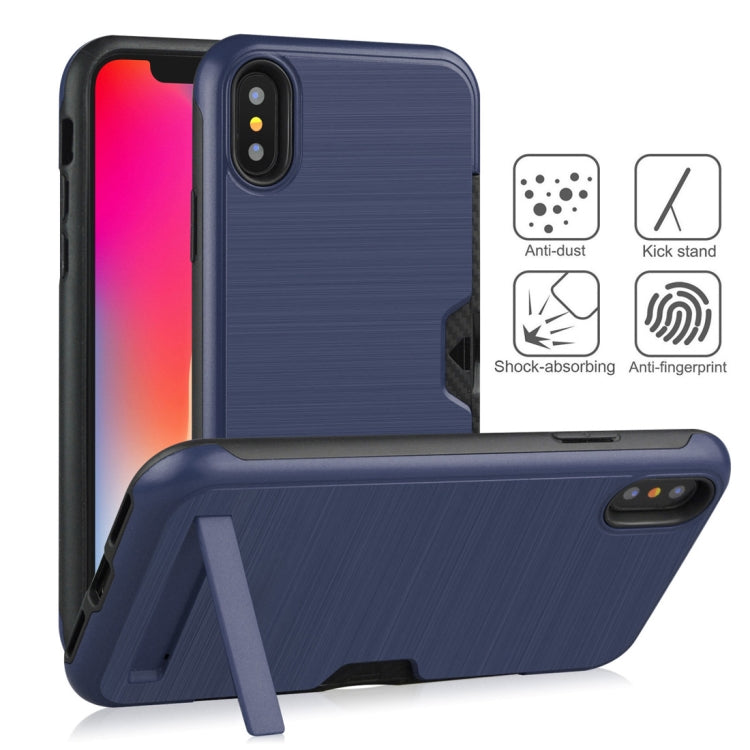 For iPhone XR Ultrathin TPU + PC Protective Case with Card Slot & Holder