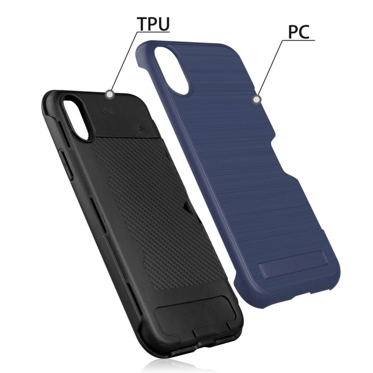 For iPhone XR Ultrathin TPU + PC Protective Case with Card Slot & Holder