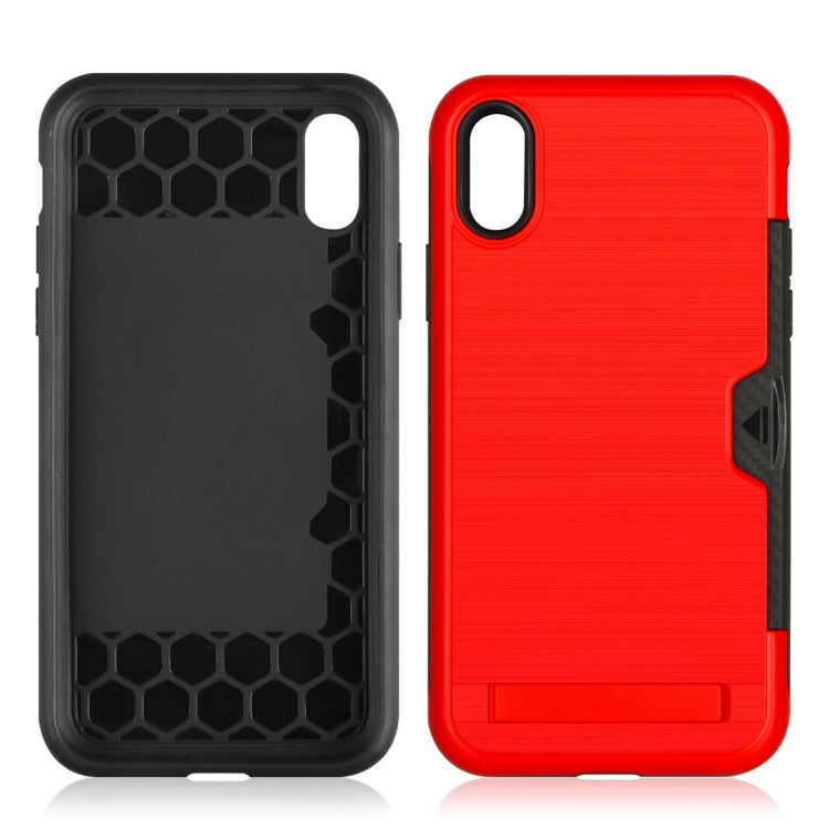 For iPhone XR Ultrathin TPU + PC Protective Case with Card Slot & Holder