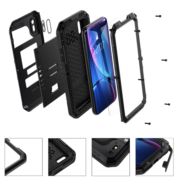 For iPhone XR Waterproof Dustproof Shockproof Zinc Alloy + Silicone Case