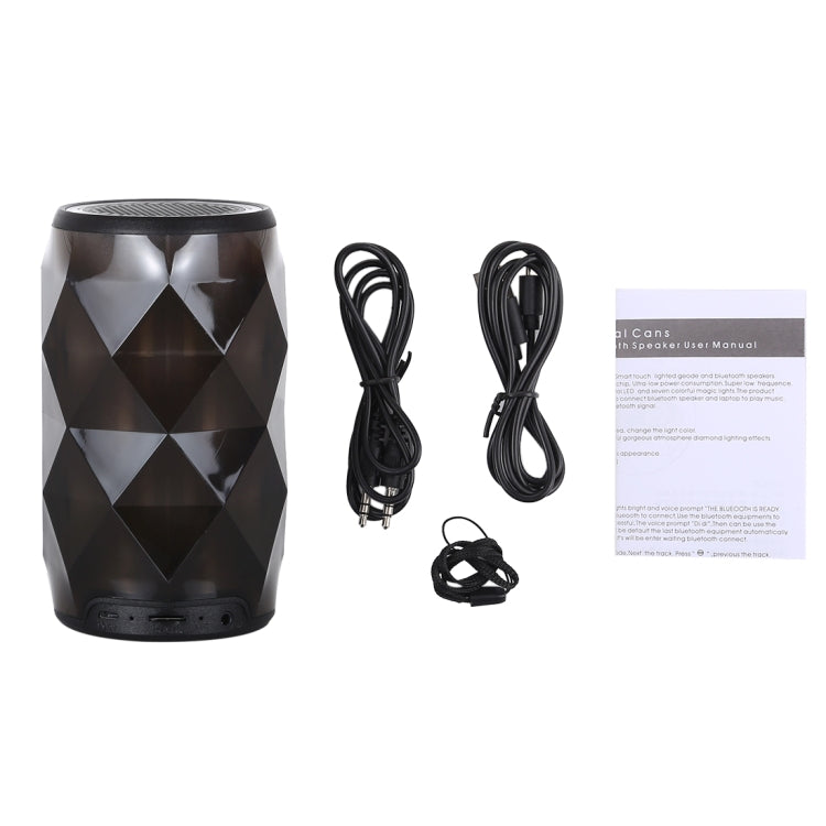 3W Lighted Geode Crystal Can Bluetooth Speaker, Support TF Card & AUX & Hands-free Calling(Black)
