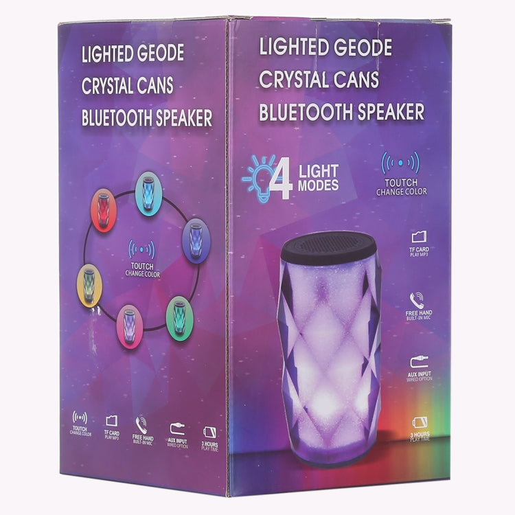 3W Lighted Geode Crystal Can Bluetooth Speaker, Support TF Card & AUX & Hands-free Calling(Black)
