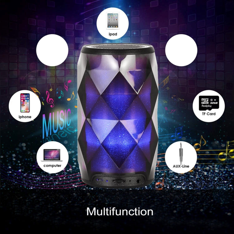 3W Lighted Geode Crystal Can Bluetooth Speaker, Support TF Card & AUX & Hands-free Calling(Black)