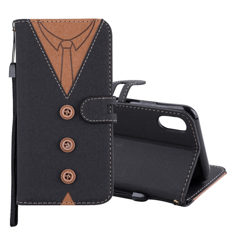 For iPhone XR Splicing Embossed Male Style Horizontal Flip Leather Case with Holder & Card Slots & Wallet & Lanyard