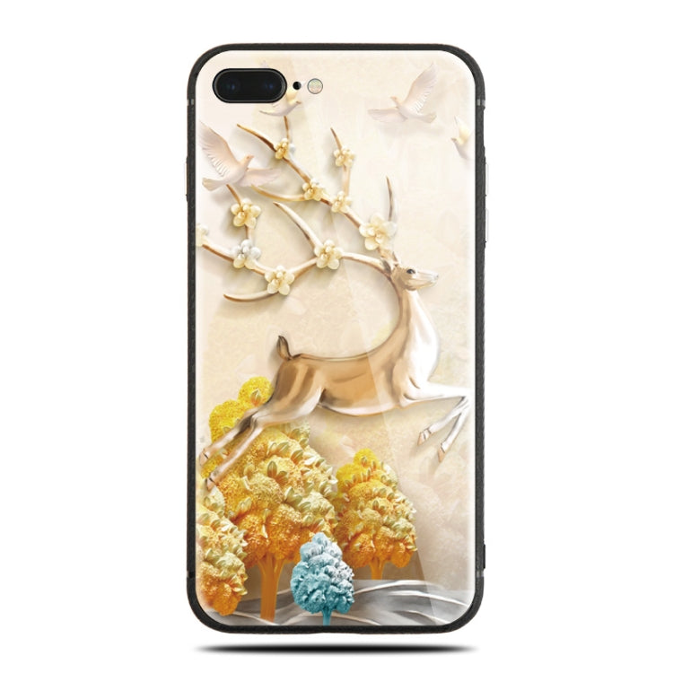 For iPhone XR Crossing Elk Pattern Glass Case