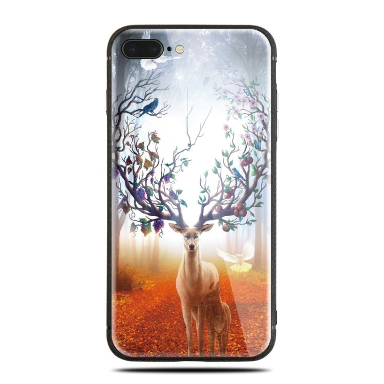 For iPhone XR Fruit Elk Pattern Glass Case