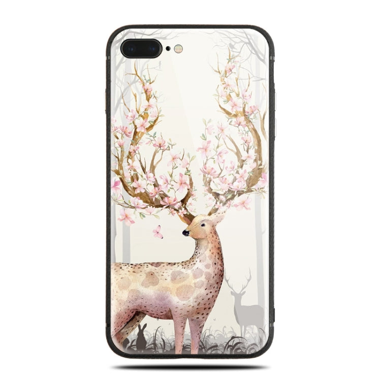 For iPhone XR Flower Elk Pattern Glass Case