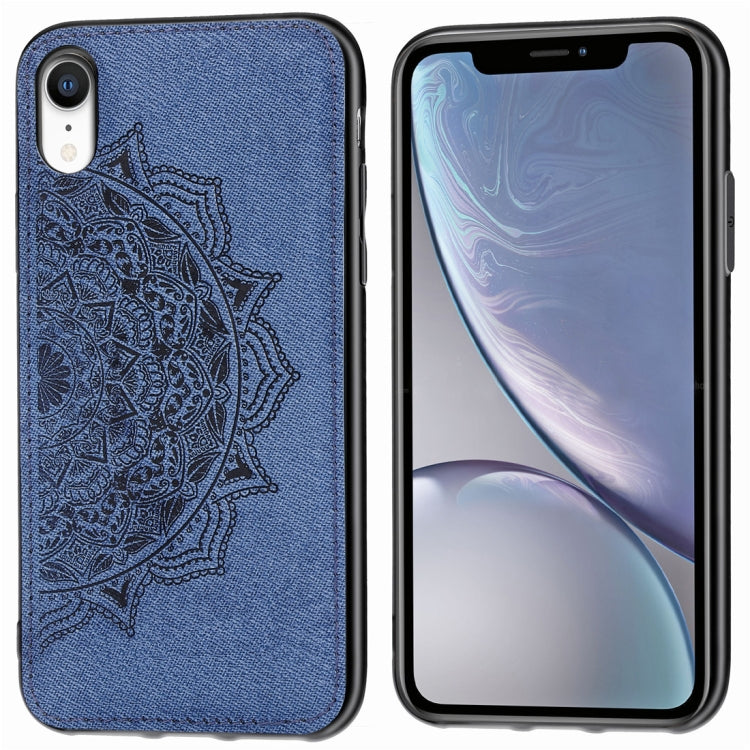 For iPhone XR Pressed Printing Mandragora Pattern Fabric Texture TPU + PC Shockproof Case