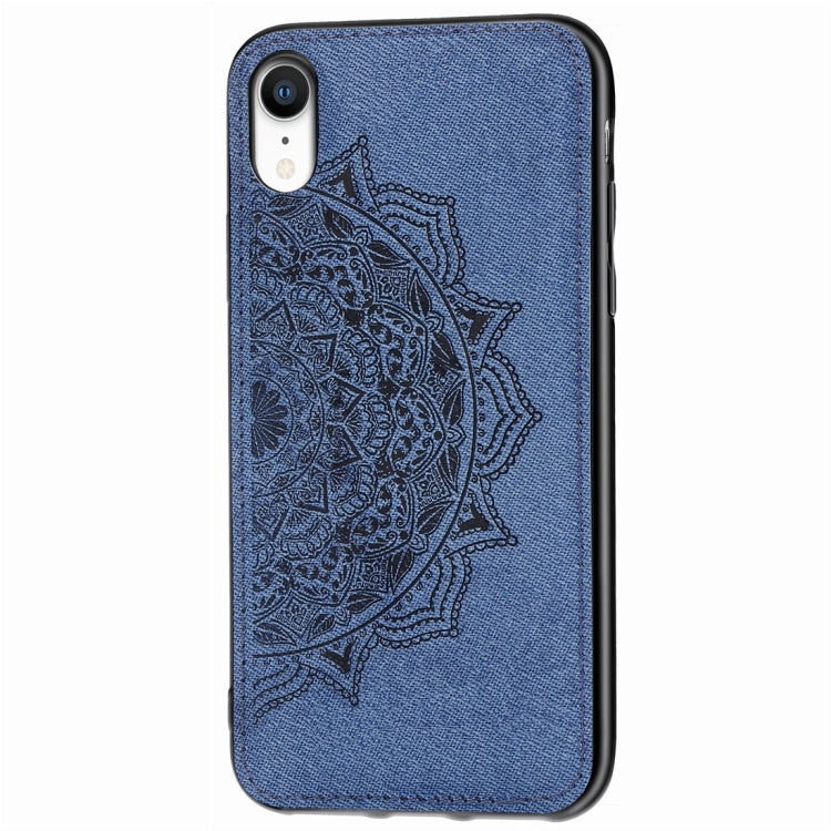 For iPhone XR Pressed Printing Mandragora Pattern Fabric Texture TPU + PC Shockproof Case