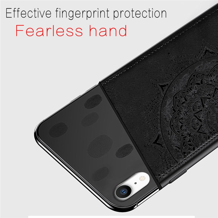 For iPhone XR Pressed Printing Mandragora Pattern Fabric Texture TPU + PC Shockproof Case
