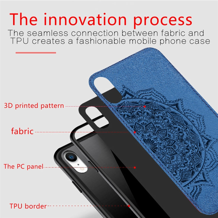 For iPhone XR Pressed Printing Mandragora Pattern Fabric Texture TPU + PC Shockproof Case