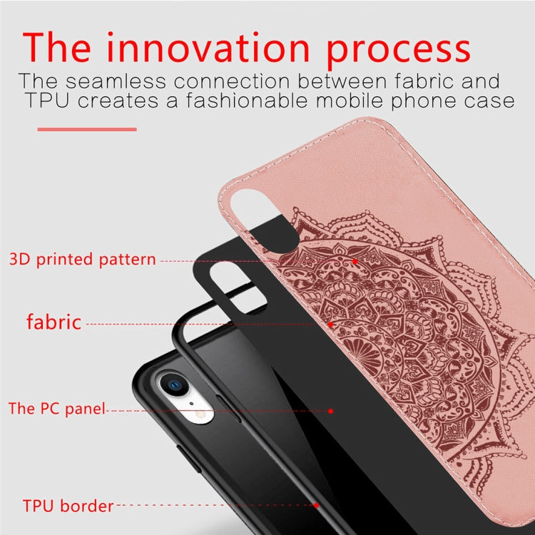For iPhone XR Pressed Printing Mandragora Pattern Fabric Texture TPU + PC Shockproof Case