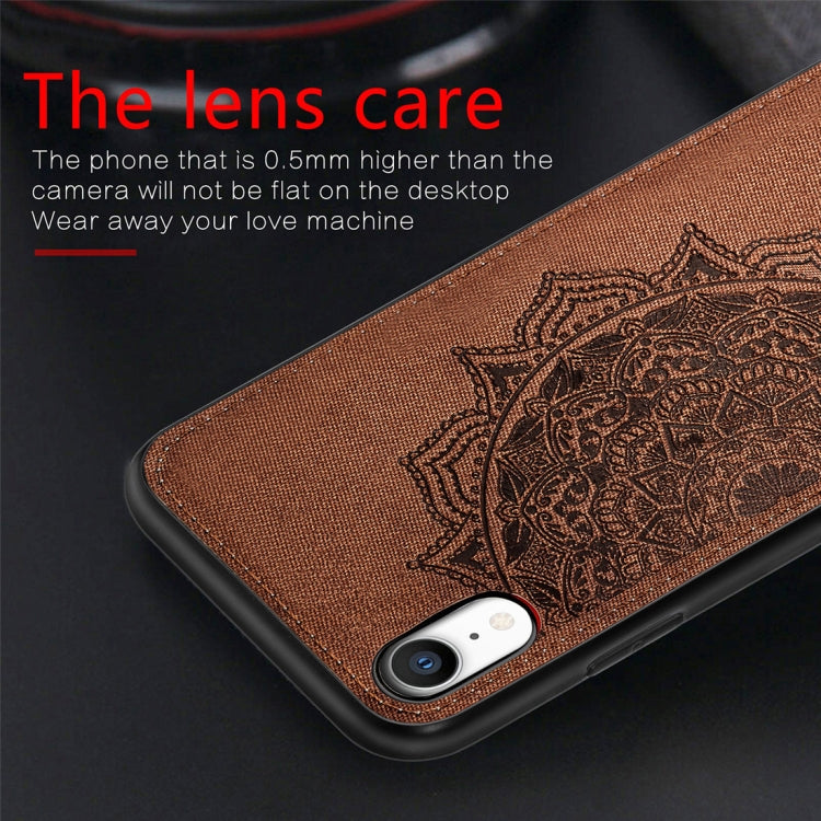 For iPhone XR Pressed Printing Mandragora Pattern Fabric Texture TPU + PC Shockproof Case