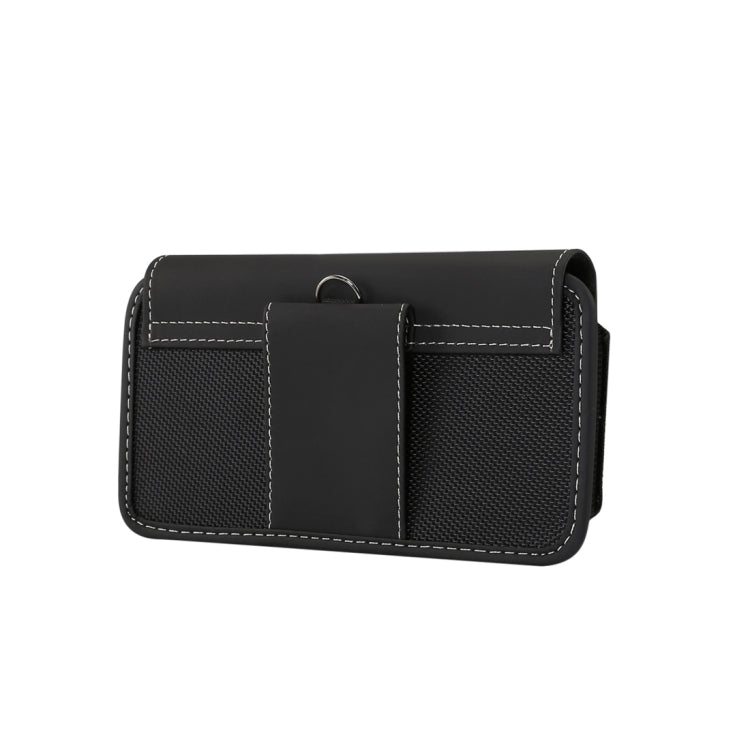 For iPhone XR Men Universal Oxford Cloth Portable Mobile Phone Waist Pack Leather Case / Huawei Mate 20 Pro / 5.5 Inch or Below Smartphones (Black)