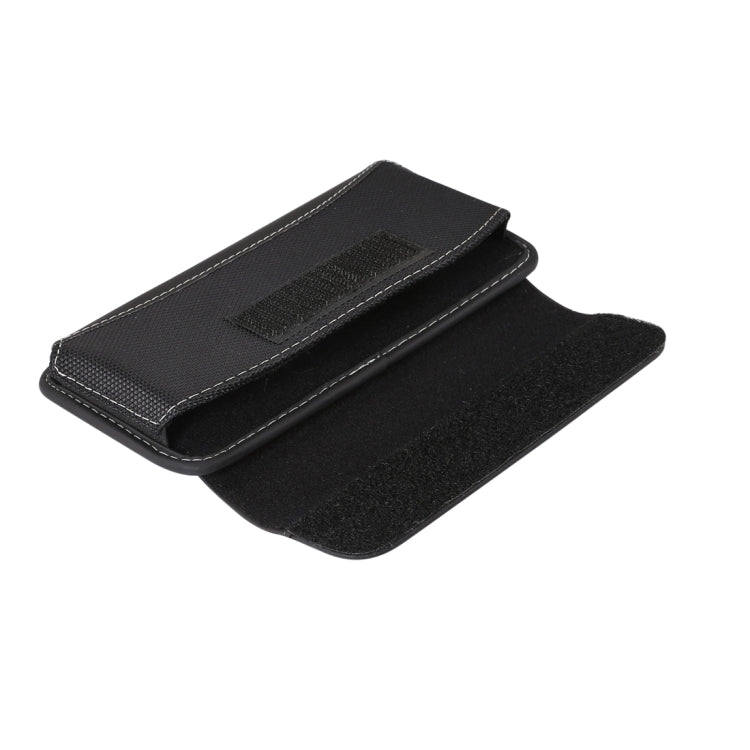 For iPhone XR Men Universal Oxford Cloth Portable Mobile Phone Waist Pack Leather Case / Huawei Mate 20 Pro / 5.5 Inch or Below Smartphones (Black)