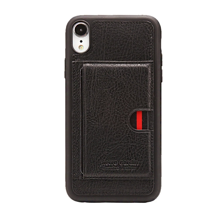 For iPhone XR Pierre Cardin PCL-P11 Shockproof TPU + Leather Protective Case with Holder & Card Slot