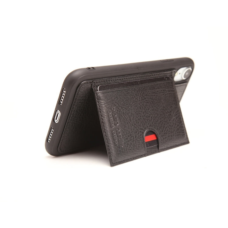 For iPhone XR Pierre Cardin PCL-P11 Shockproof TPU + Leather Protective Case with Holder & Card Slot
