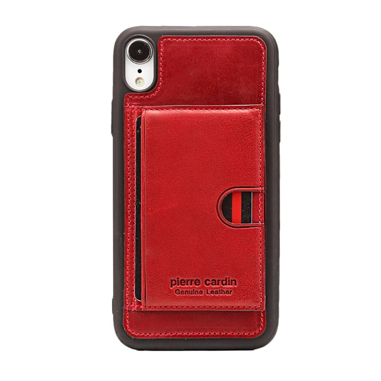 For iPhone XR Pierre Cardin PCL-P11 Shockproof TPU + Leather Protective Case with Holder & Card Slot