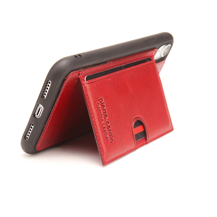 For iPhone XR Pierre Cardin PCL-P11 Shockproof TPU + Leather Protective Case with Holder & Card Slot