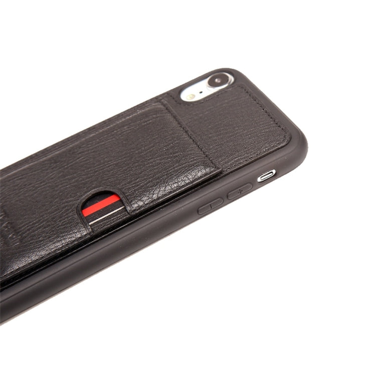 For iPhone XR Pierre Cardin PCL-P11 Shockproof TPU + Leather Protective Case with Holder & Card Slot