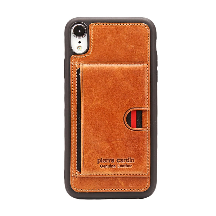 For iPhone XR Pierre Cardin PCL-P11 Shockproof TPU + Leather Protective Case with Holder & Card Slot