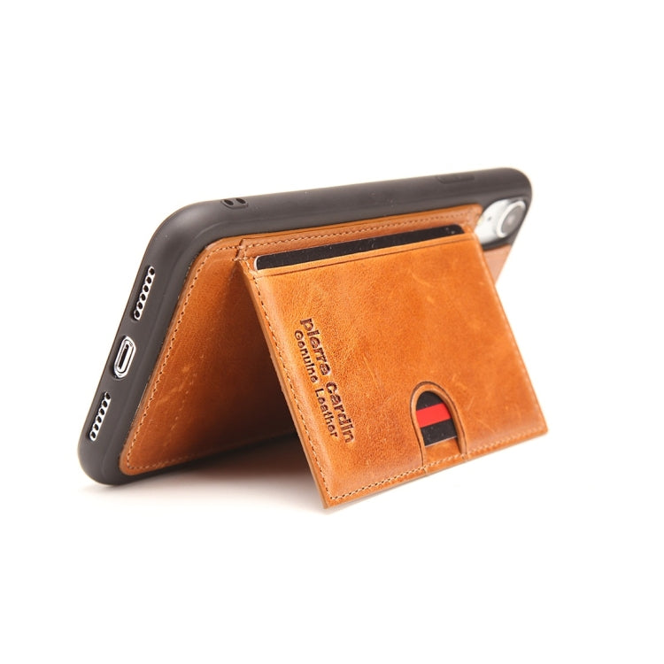For iPhone XR Pierre Cardin PCL-P11 Shockproof TPU + Leather Protective Case with Holder & Card Slot