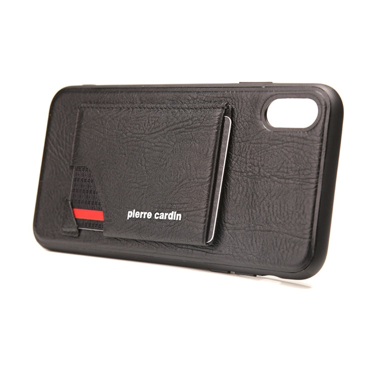 For iPhone XR Pierre Cardin PCS-S03 Shockproof TPU + Leather Protective Case with Holder & Card Slot