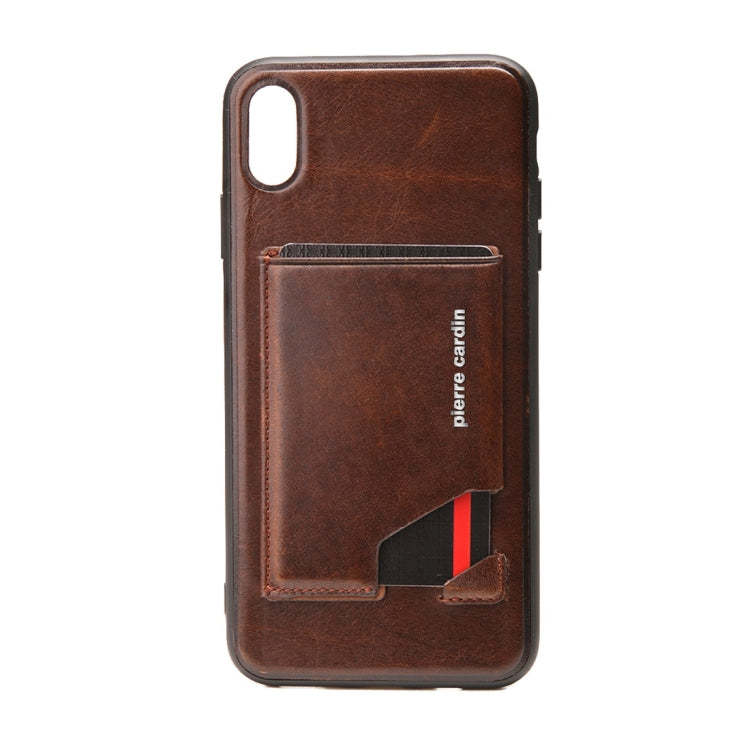 For iPhone XR Pierre Cardin PCS-S03 Shockproof TPU + Leather Protective Case with Holder & Card Slot