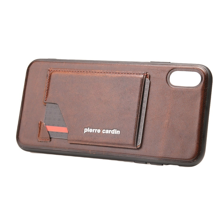 For iPhone XR Pierre Cardin PCS-S03 Shockproof TPU + Leather Protective Case with Holder & Card Slot