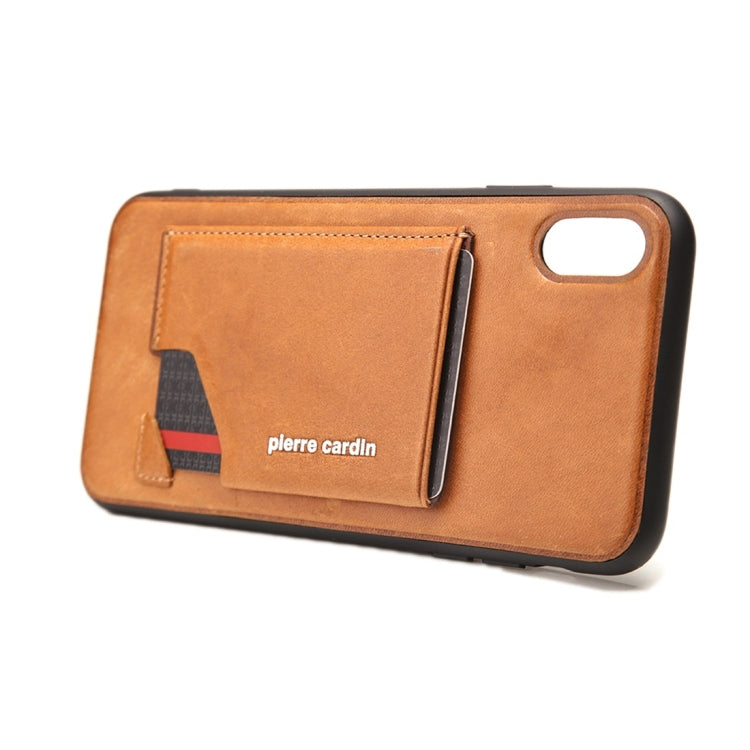 For iPhone XR Pierre Cardin PCS-S03 Shockproof TPU + Leather Protective Case with Holder & Card Slot