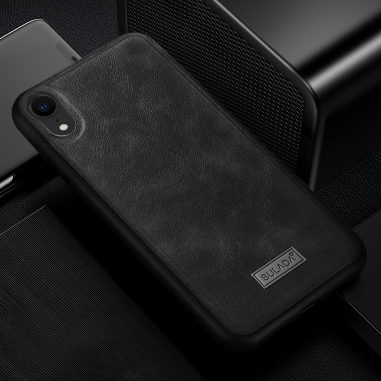 For iPhone XR SULADA Shockproof TPU + Handmade Leather Case (Black)
