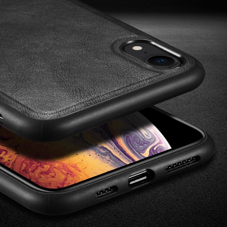For iPhone XR SULADA Shockproof TPU + Handmade Leather Case (Black)