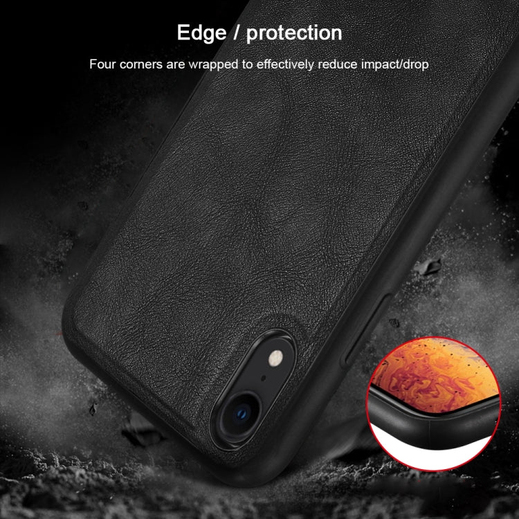 For iPhone XR SULADA Shockproof TPU + Handmade Leather Case (Black)