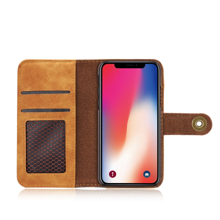 For iPhone XR Magnetic Absorption Detachable Retro Style Horizontal Flip Leather Case with Holder & Card Slots & Wallet