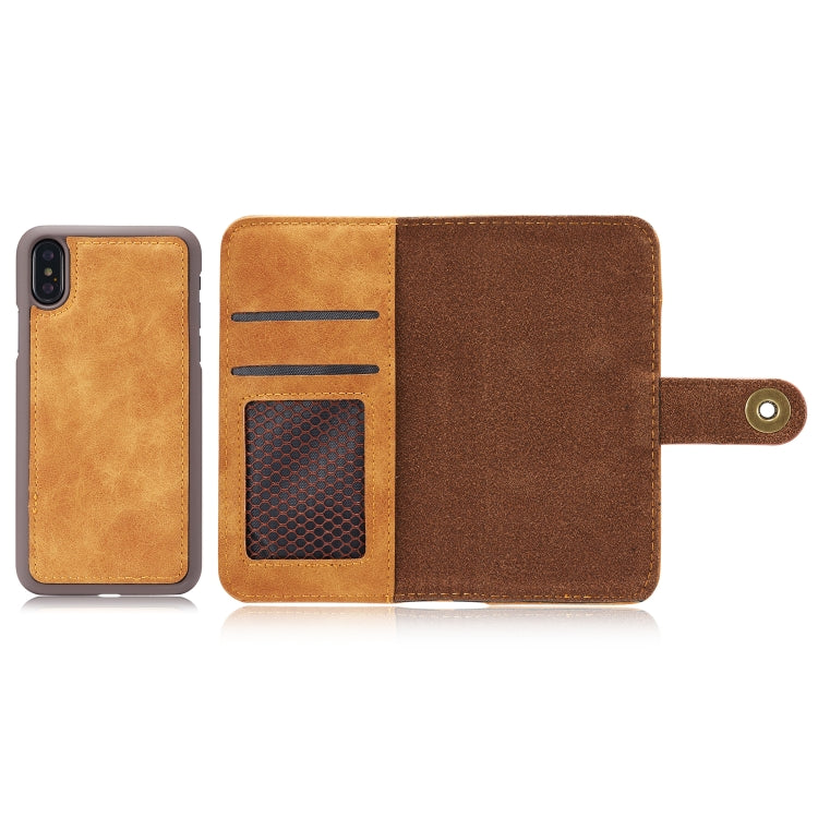 For iPhone XR Magnetic Absorption Detachable Retro Style Horizontal Flip Leather Case with Holder & Card Slots & Wallet