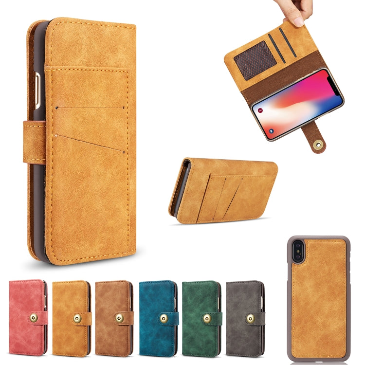 For iPhone XR Magnetic Absorption Detachable Retro Style Horizontal Flip Leather Case with Holder & Card Slots & Wallet