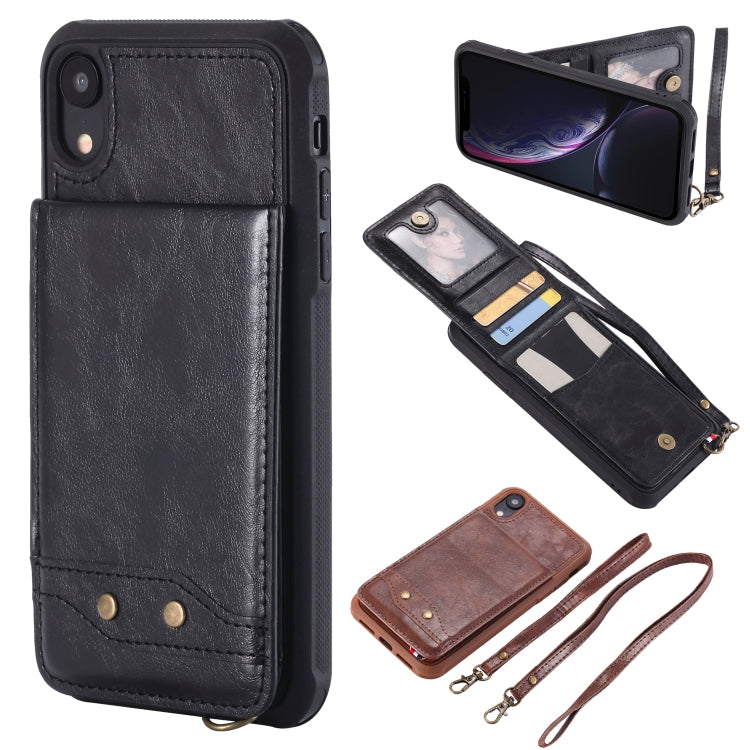 For iPhone XR Vertical Flip Fashion Shockproof Leather Case with Holder & Photo Frame & Card Slots & Lanyard