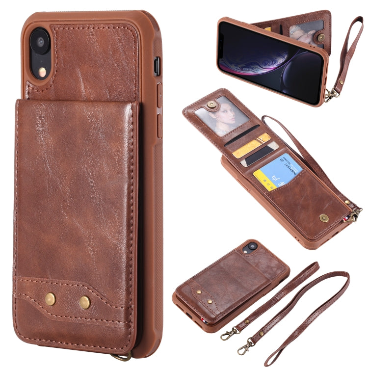 For iPhone XR Vertical Flip Fashion Shockproof Leather Case with Holder & Photo Frame & Card Slots & Lanyard