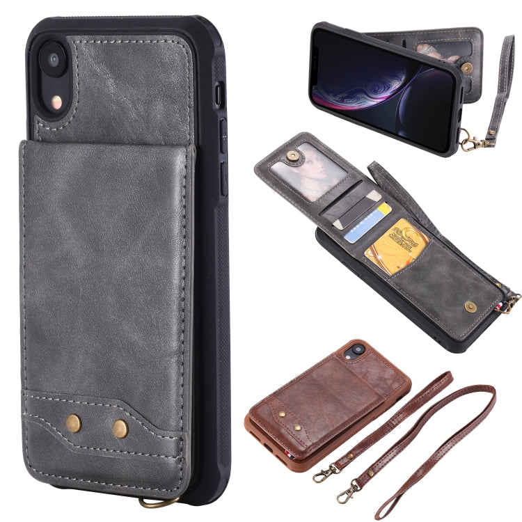 For iPhone XR Vertical Flip Fashion Shockproof Leather Case with Holder & Photo Frame & Card Slots & Lanyard