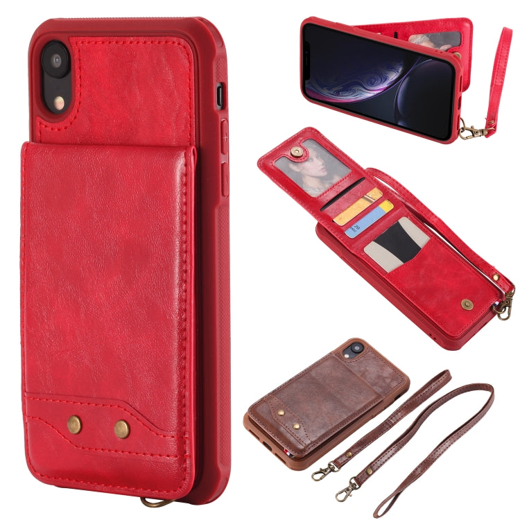 For iPhone XR Vertical Flip Fashion Shockproof Leather Case with Holder & Photo Frame & Card Slots & Lanyard