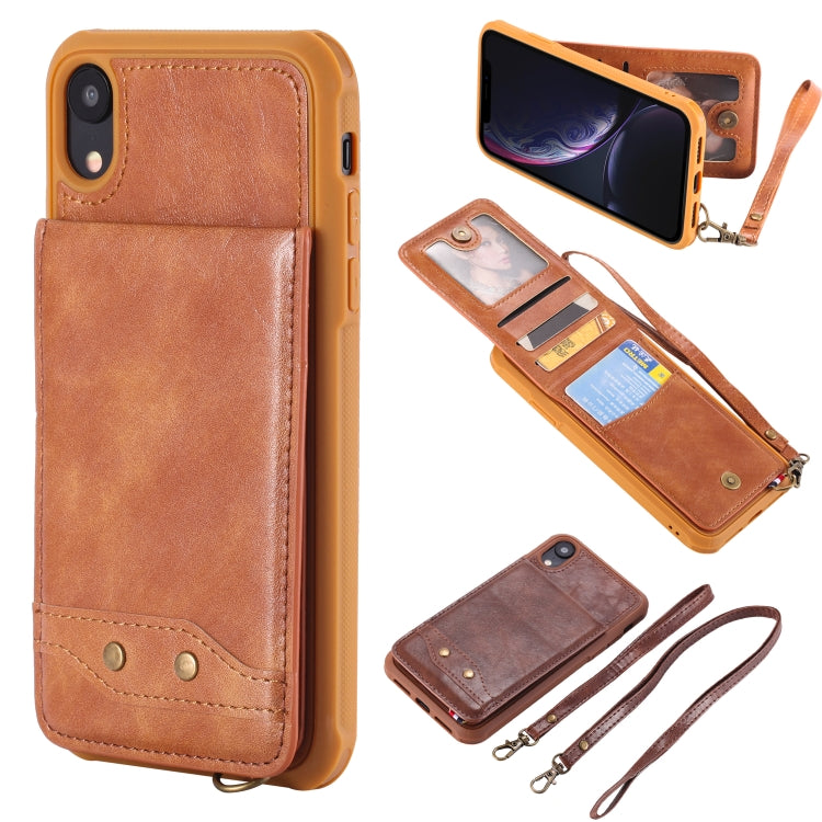 For iPhone XR Vertical Flip Fashion Shockproof Leather Case with Holder & Photo Frame & Card Slots & Lanyard