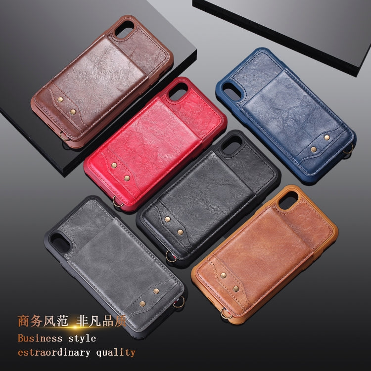 For iPhone XR Vertical Flip Fashion Shockproof Leather Case with Holder & Photo Frame & Card Slots & Lanyard
