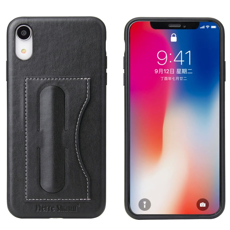 For iPhone XR Fierre Shann Full Coverage Protective Leather Case with Holder & Card Slot