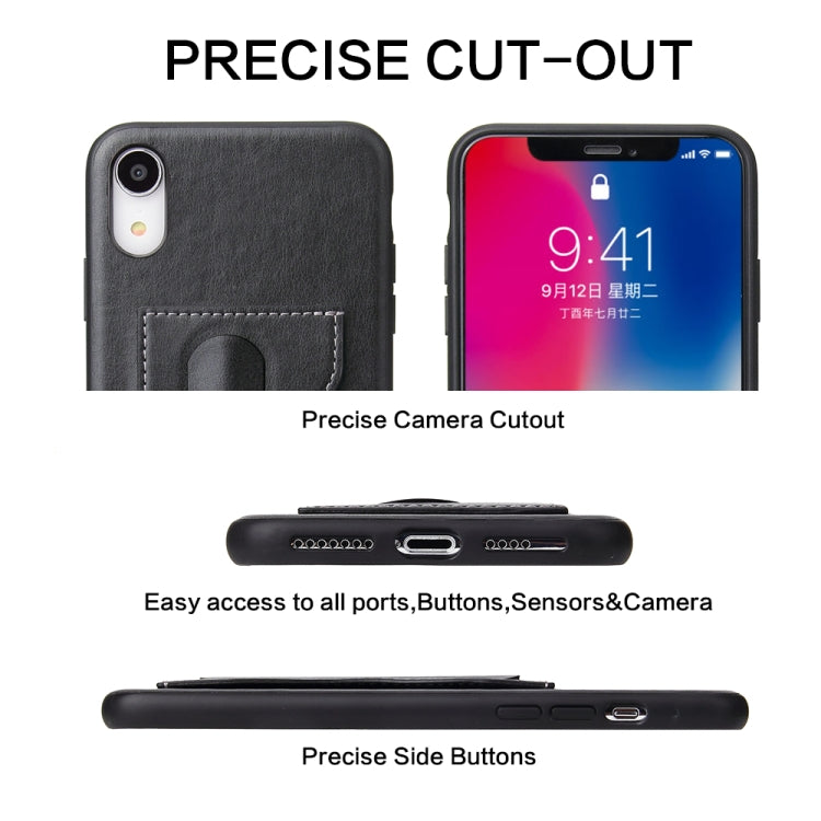 For iPhone XR Fierre Shann Full Coverage Protective Leather Case with Holder & Card Slot