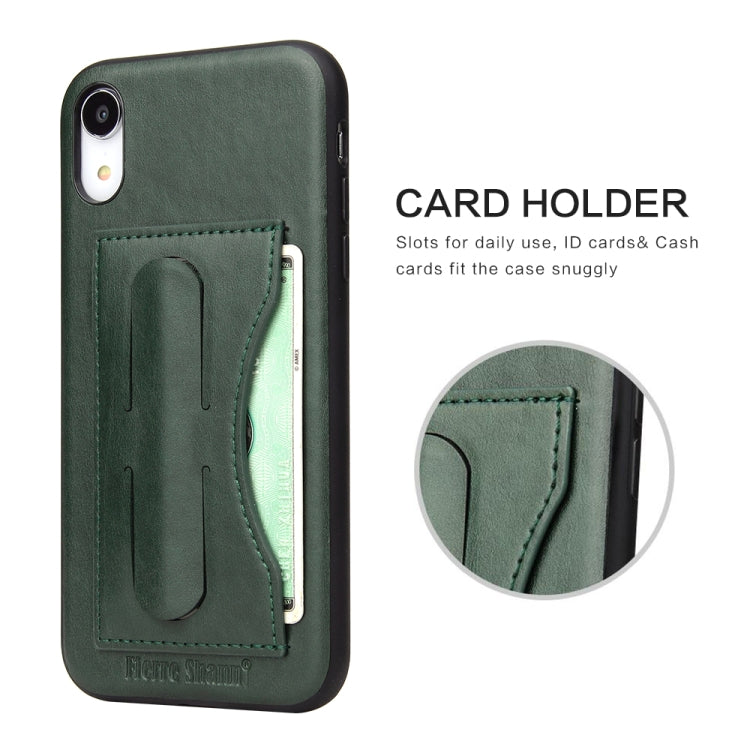 For iPhone XR Fierre Shann Full Coverage Protective Leather Case with Holder & Card Slot