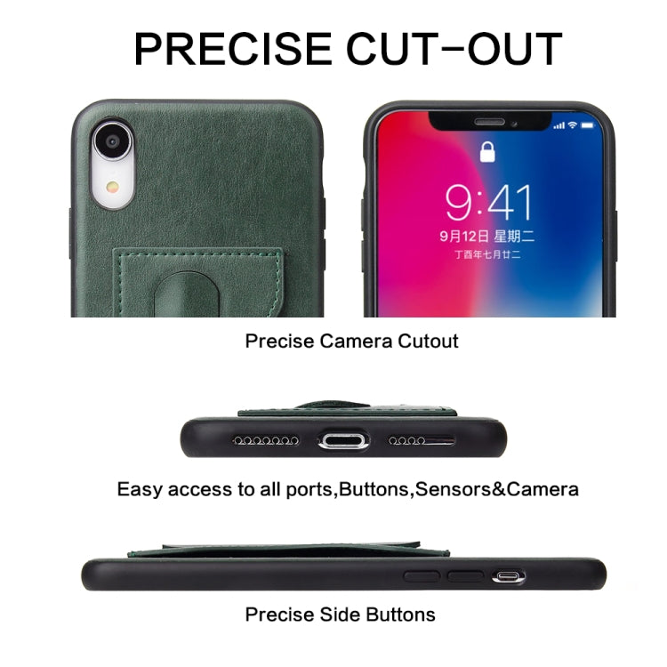 For iPhone XR Fierre Shann Full Coverage Protective Leather Case with Holder & Card Slot