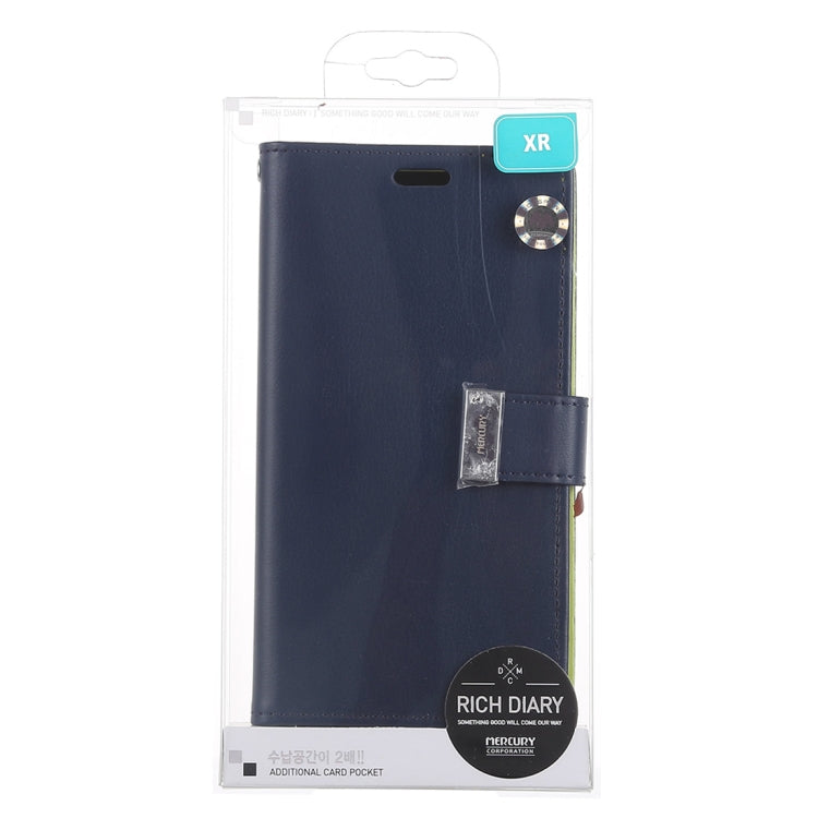 For iPhone XR GOOSPERY RICH DIARY Crazy Horse Texture Horizontal Flip Leather Case with Card Slots & Wallet