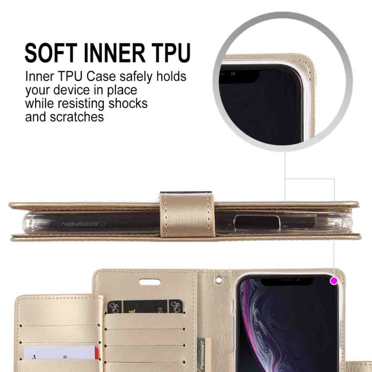 For iPhone XR GOOSPERY RICH DIARY Crazy Horse Texture Horizontal Flip Leather Case with Card Slots & Wallet
